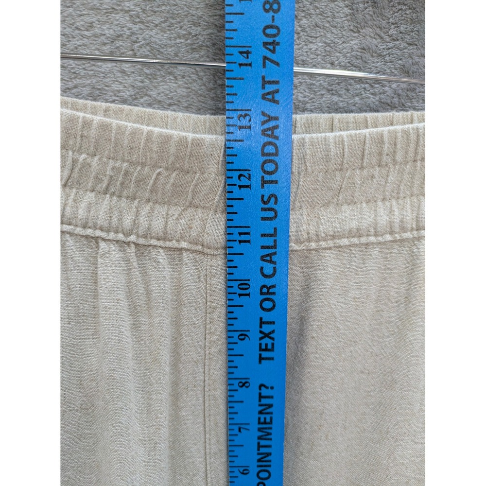 Coastal Linen Blend Straight Leg Pants Women Large Beige High Rise Comfort Waist - Picture 3 of 8